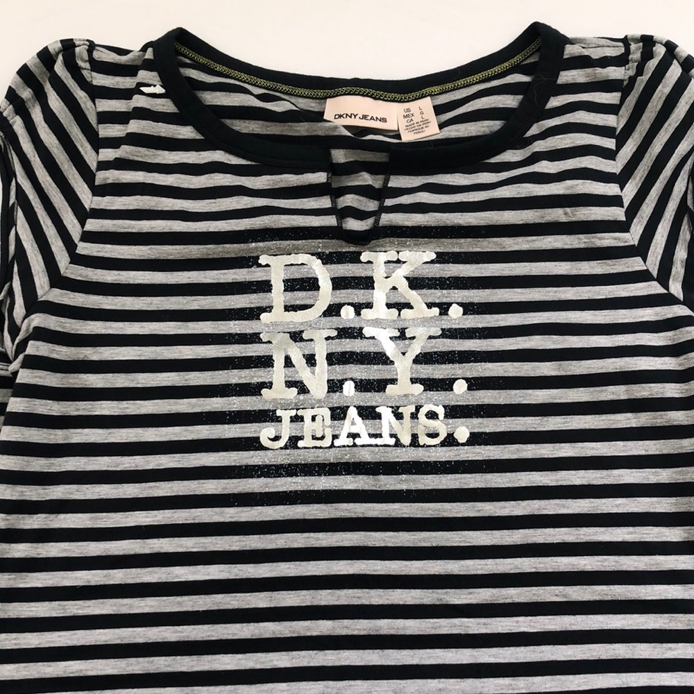 DKNY Jeans Striped T- Shirt Sz L